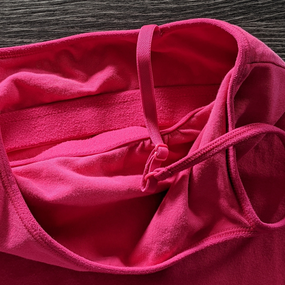 Hot Pink Solid Express Spaghetti Strap Cami With … - image 2
